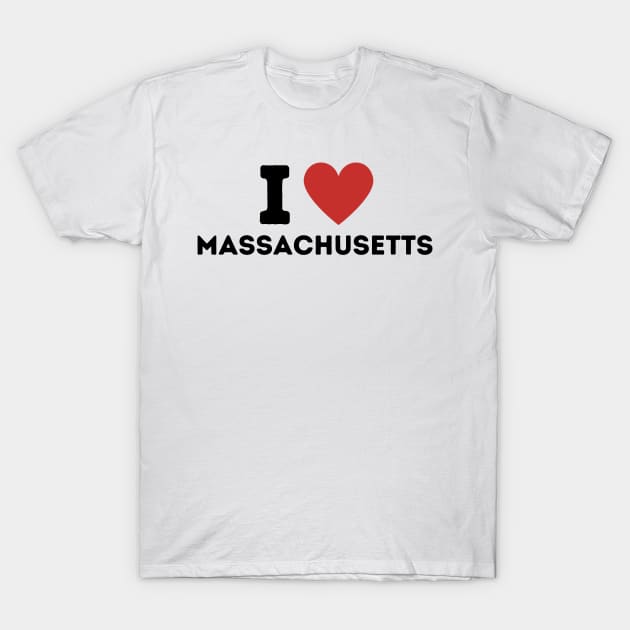I Love Massachusetts Simple Heart Design T-Shirt by Word Minimalism
